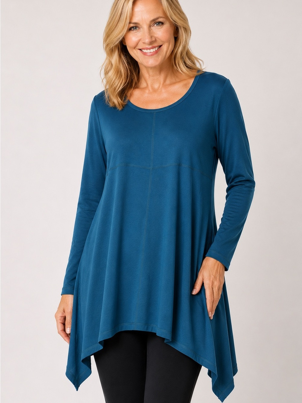 Nwt Pretty Angel Asymmetric Tunic Top Size XL Green Boxy Lagenlook Silk Blend